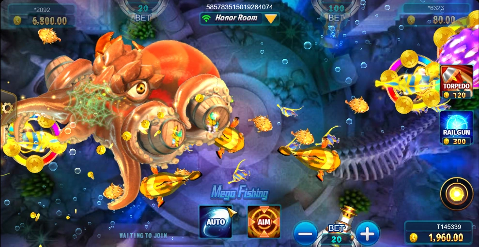 Gameplay screen of JILI Mega Fishing online