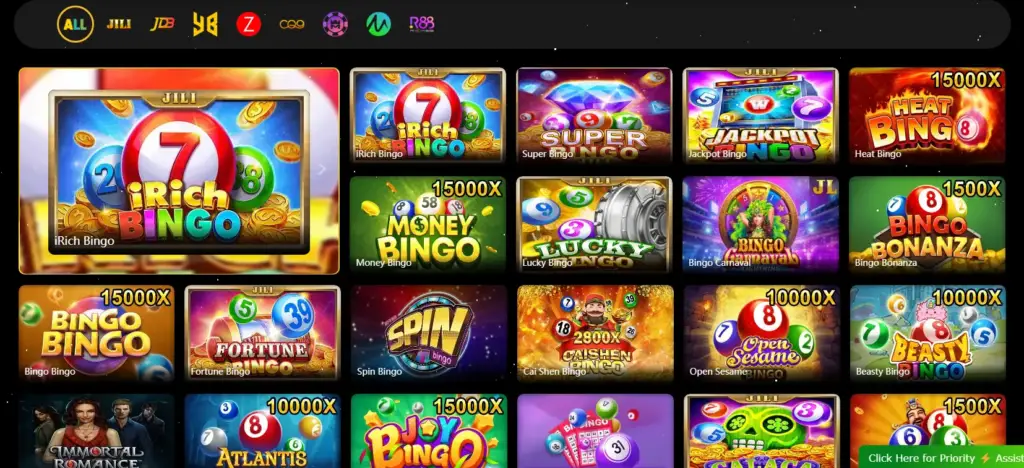 Gameplay screen of JILI Bingo online Game