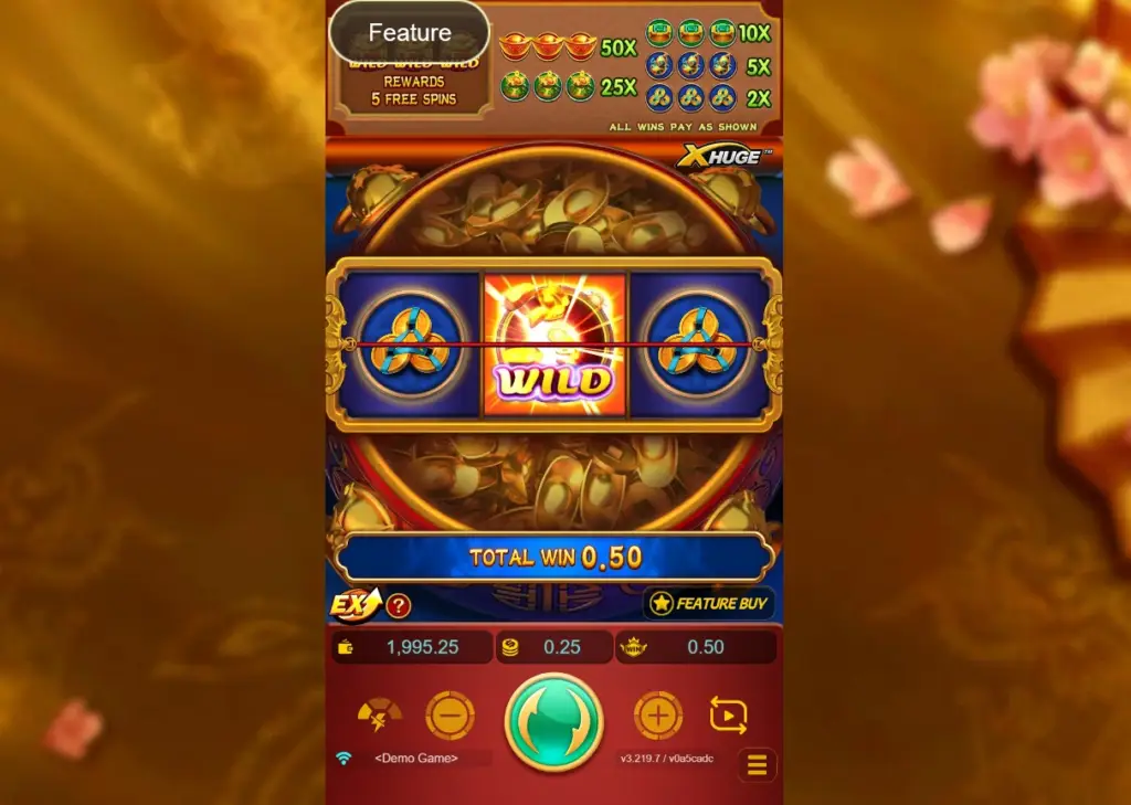 Gameplay screen of JDB Treasure Bowl online slot