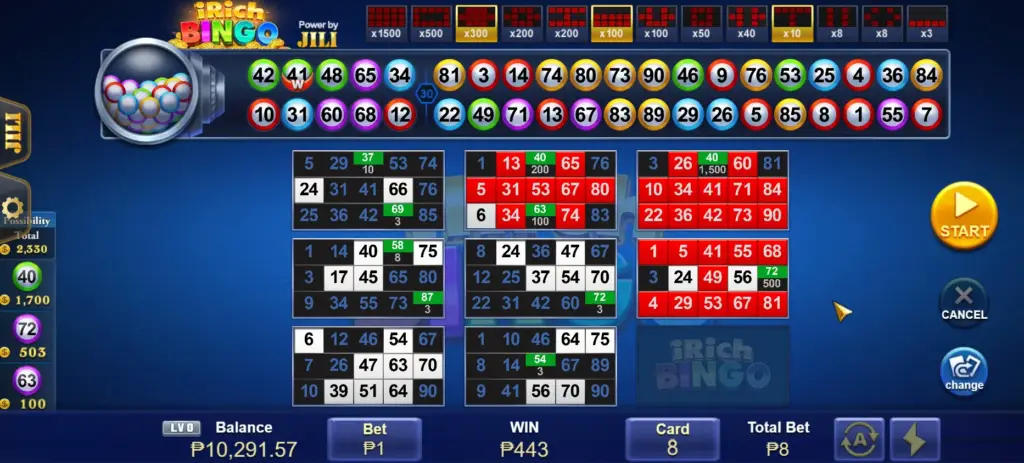 "JILI iRich Bingo game interface where players can play and win real money online