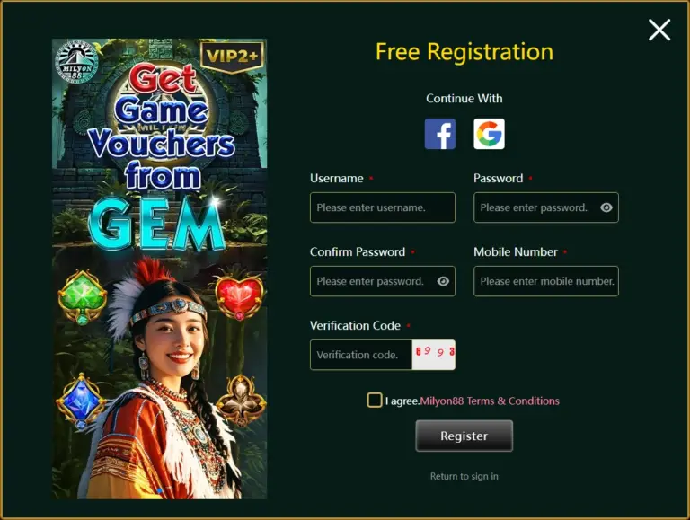 Milyon88 casino new member registration porcess guide