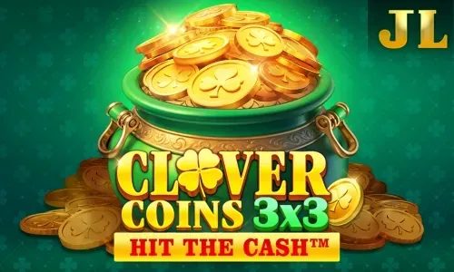 Clover Coins 3x3 slot game cover featuring collect symbols and jackpot theme