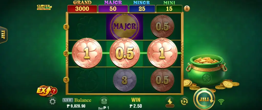clover coins 3x3 slot game screenshot