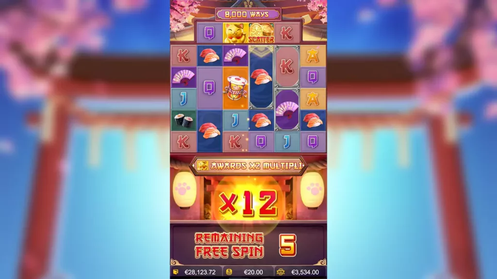 Lucky Neko PG Soft x12 multiplier feature bonus