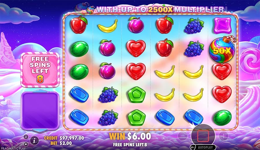 Sweet Bonanza 2500 big win multiplier screen