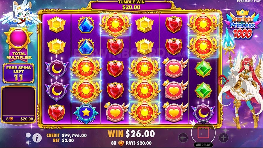 Starlight Princess 1000 gameplay - symbols and paytable